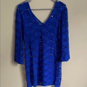 Blue Island Blue V-Neck Sheath Top (Bin M)​